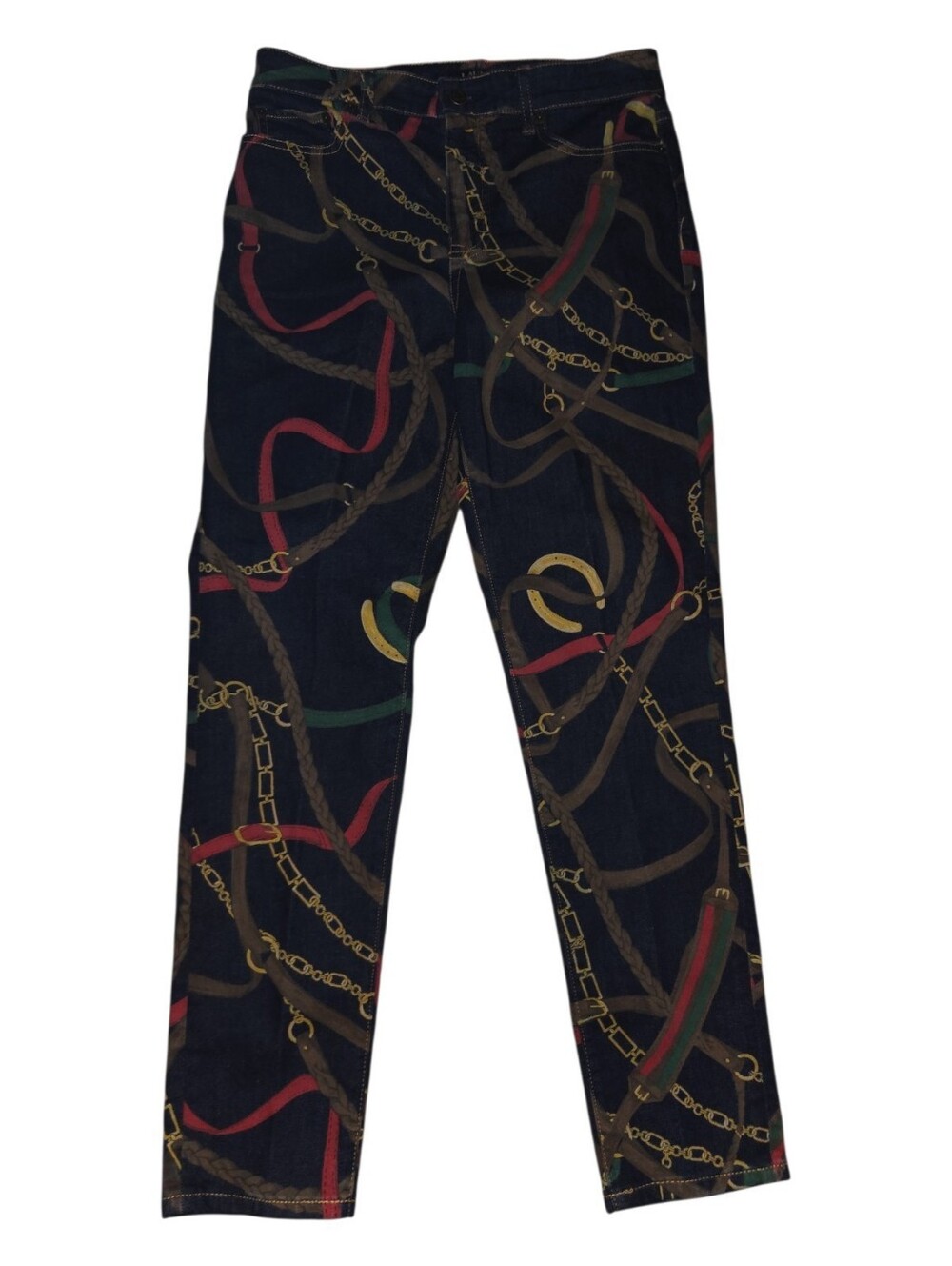 Womens Lauren Ralph Lauren Denim Chain-Print Dark Denim
